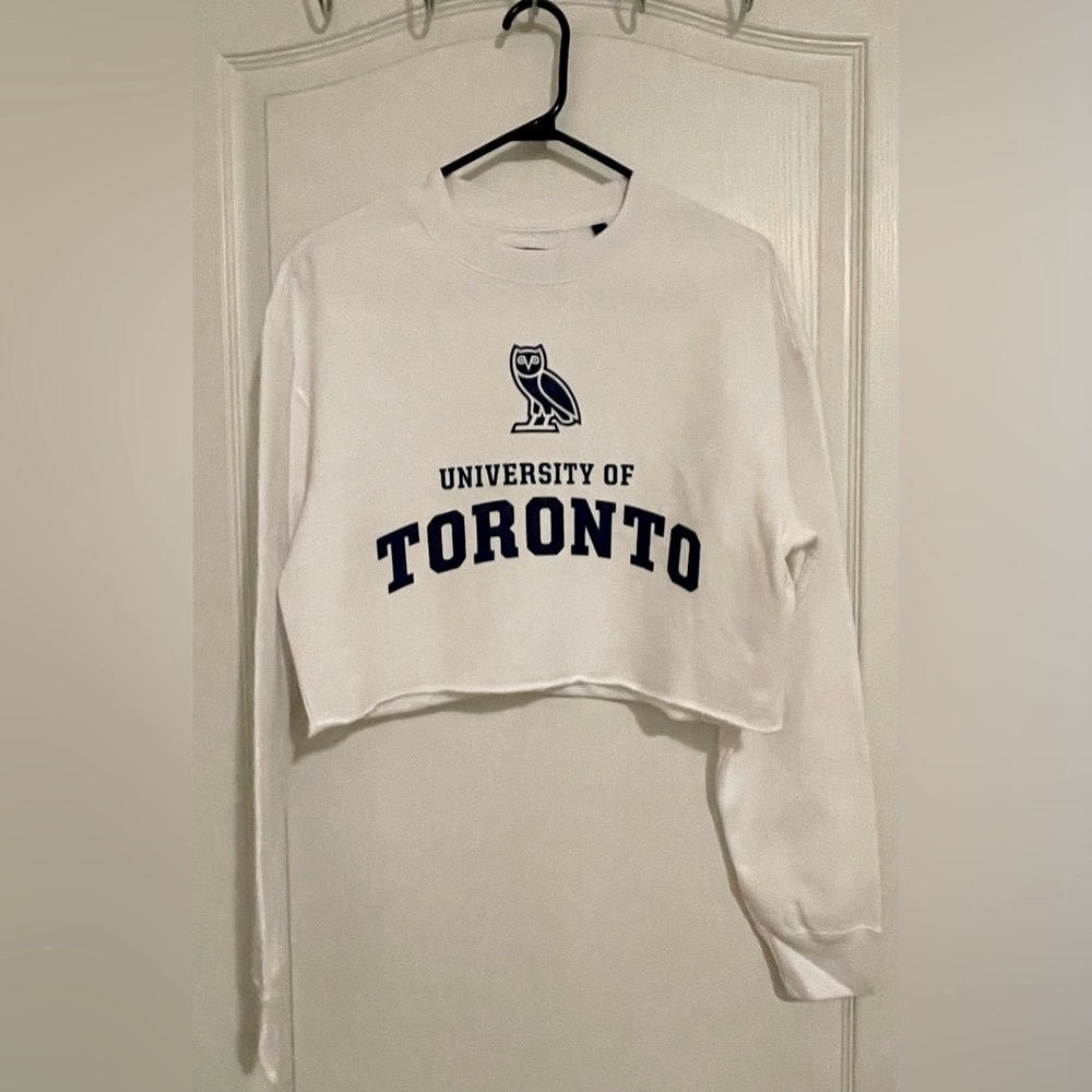 NWT OVO U Of T Womens Cropped Crew White XS
